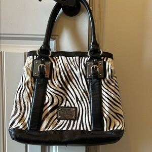 Pelle Studio Black and White Zebra Print Shoulder Bag